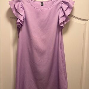 Lavender Ruffle-Sleeve Mini Dress